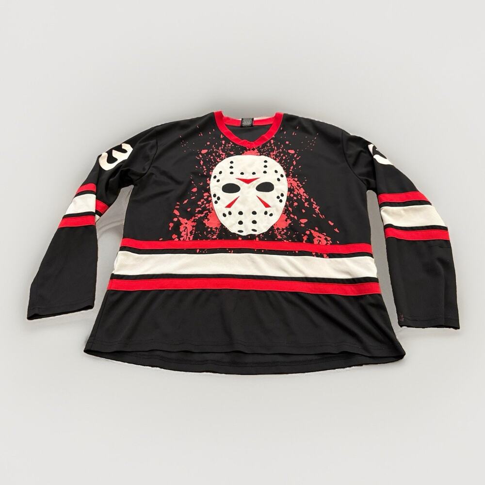 Friday the 13th Jason Voorhees Mens Black Pullover Hockey Jersey Size XL *Flaws*